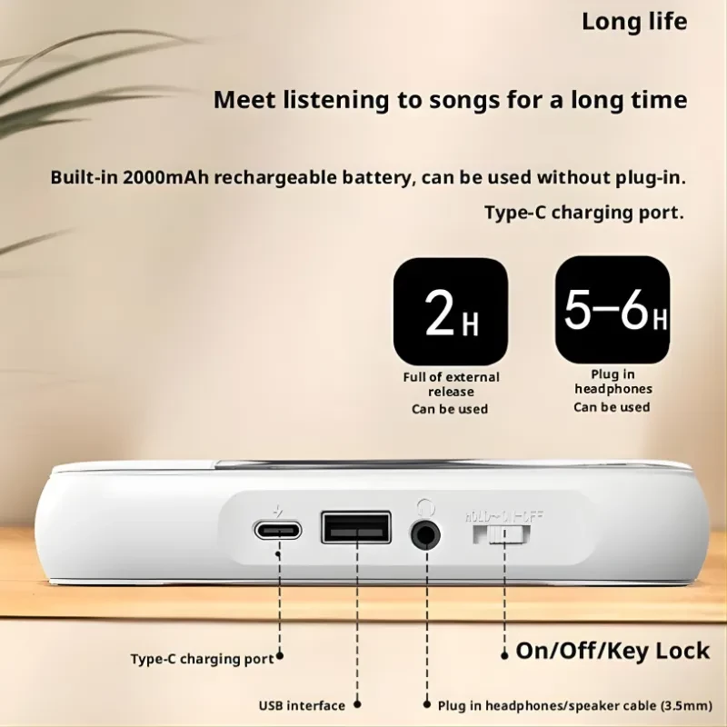KC-918 Leitor de CD portátil estéreo Bluetooth Branco