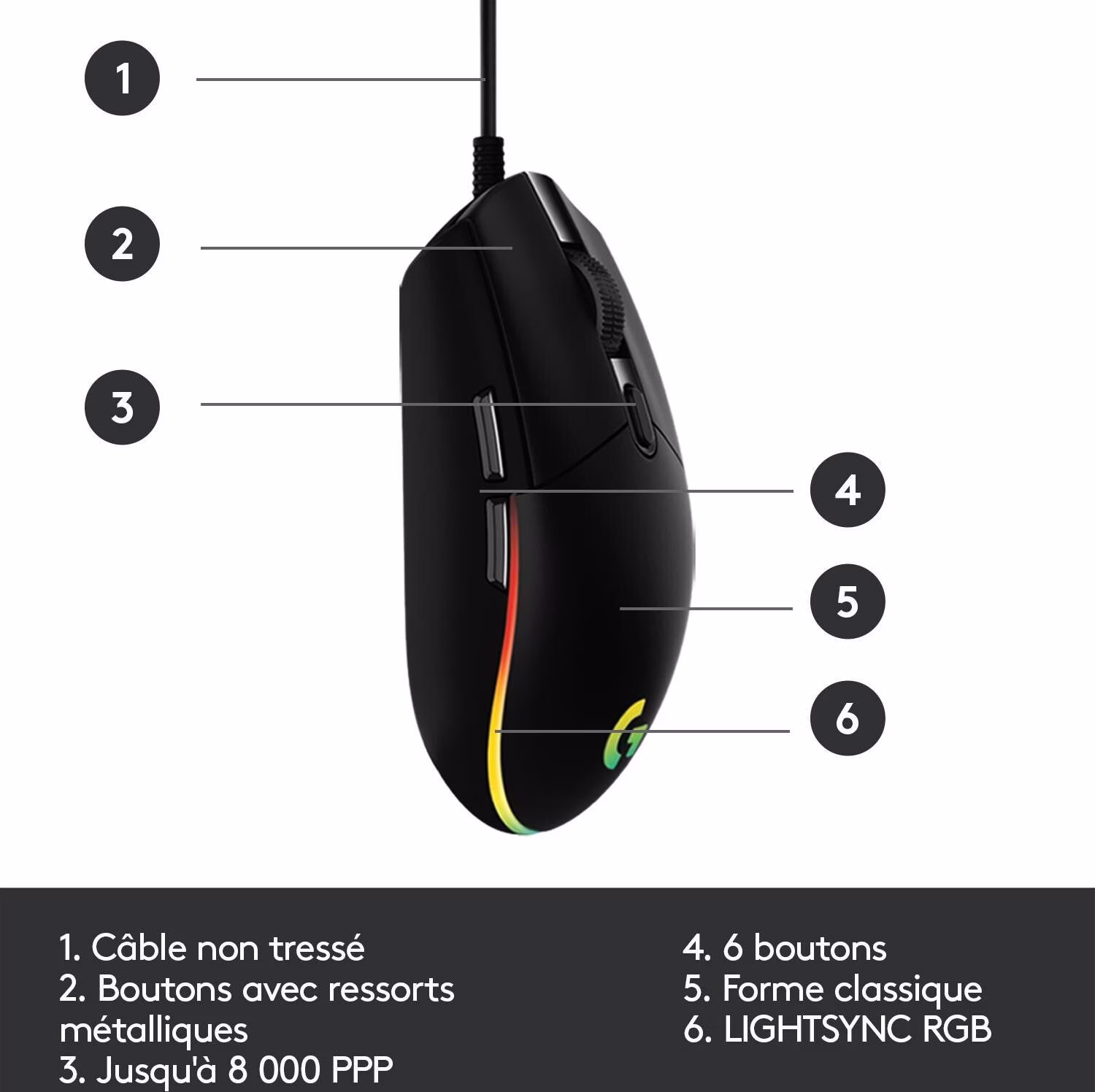 Logitech G G203 Lightsync USB 8000 DPI Preto - Rato para jogos