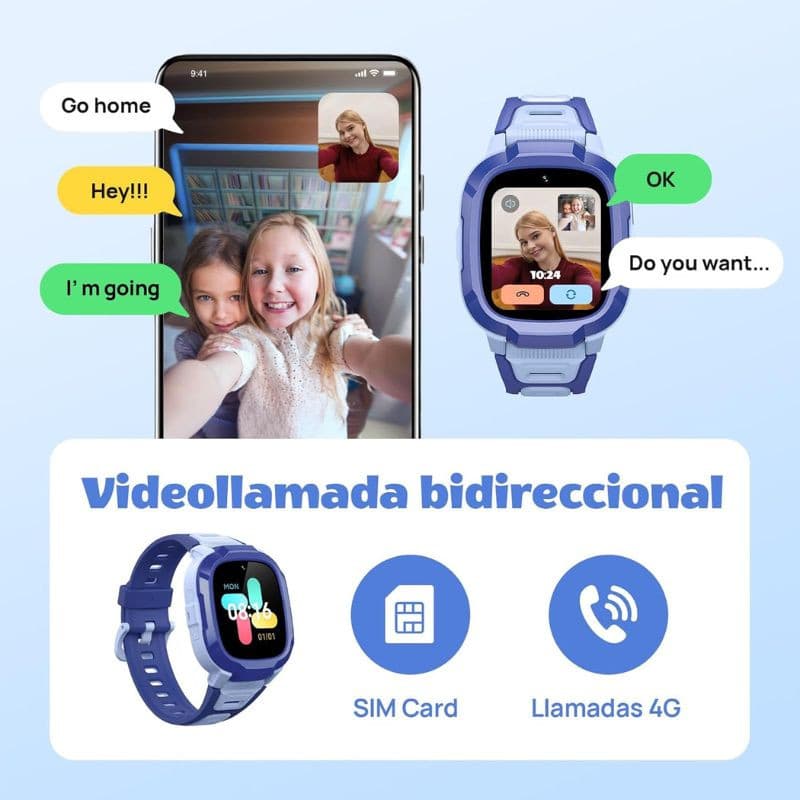 Mibro Kids P6 com 4G GPS e câmara integrada, Azul