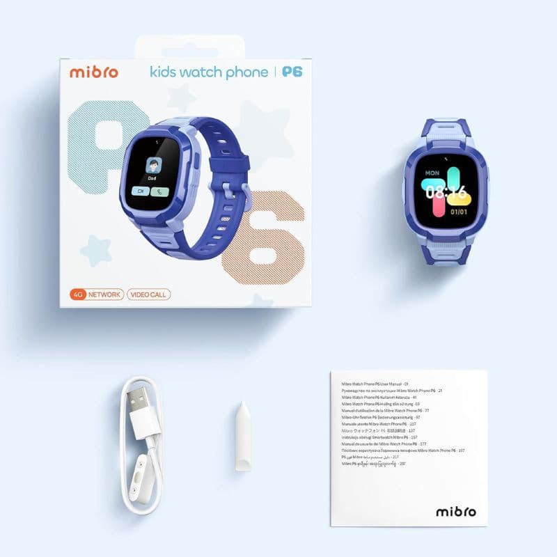 Mibro Kids P6 com 4G GPS e câmara integrada, Azul