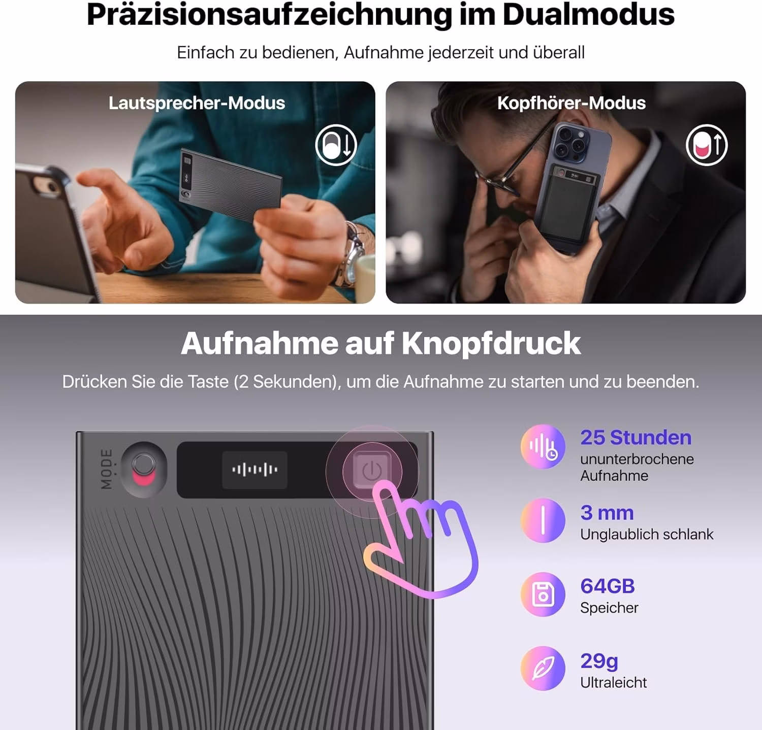 Mobvoi TicNote AI - Gravador de voz