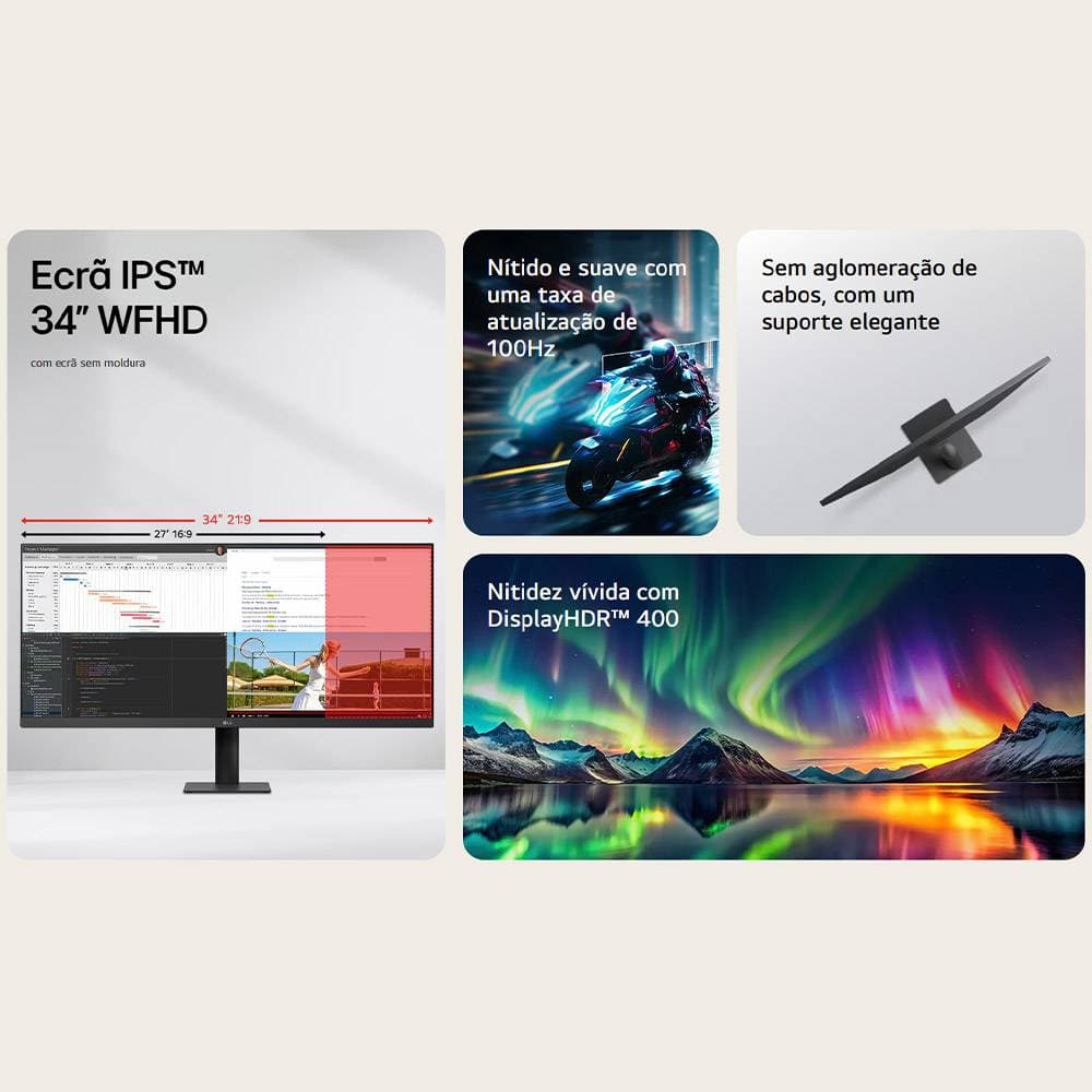 Monitor de PC LG UltraWide de 34'' IPS UWFHD a 100 Hz