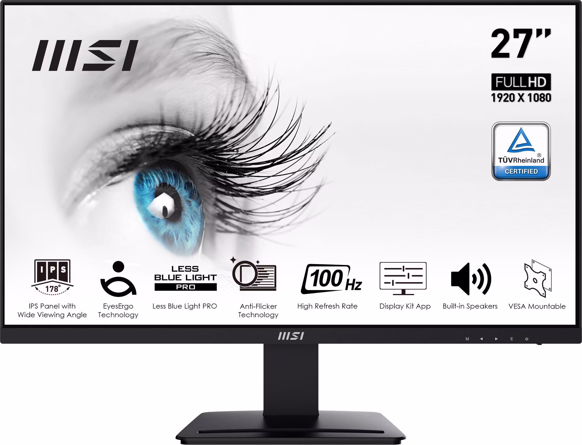 MSI Pro MP273A 27" FullHD IPS 100 Hz FreeSync Preto - Monitor PC