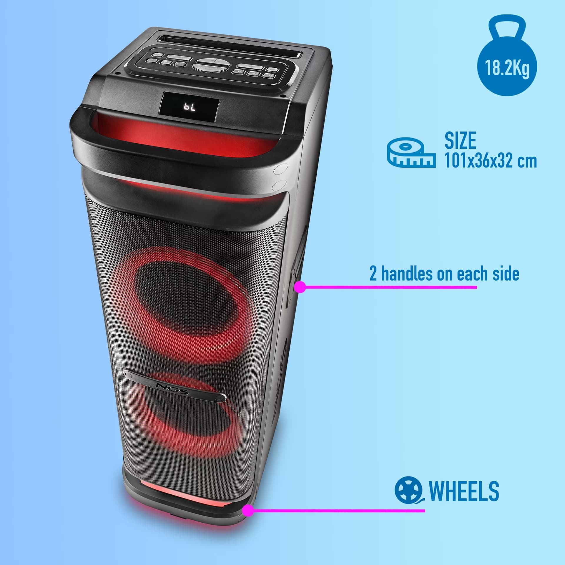 NGS WILD SPACE 3 Coluna portátil estéreo Preto 800 W