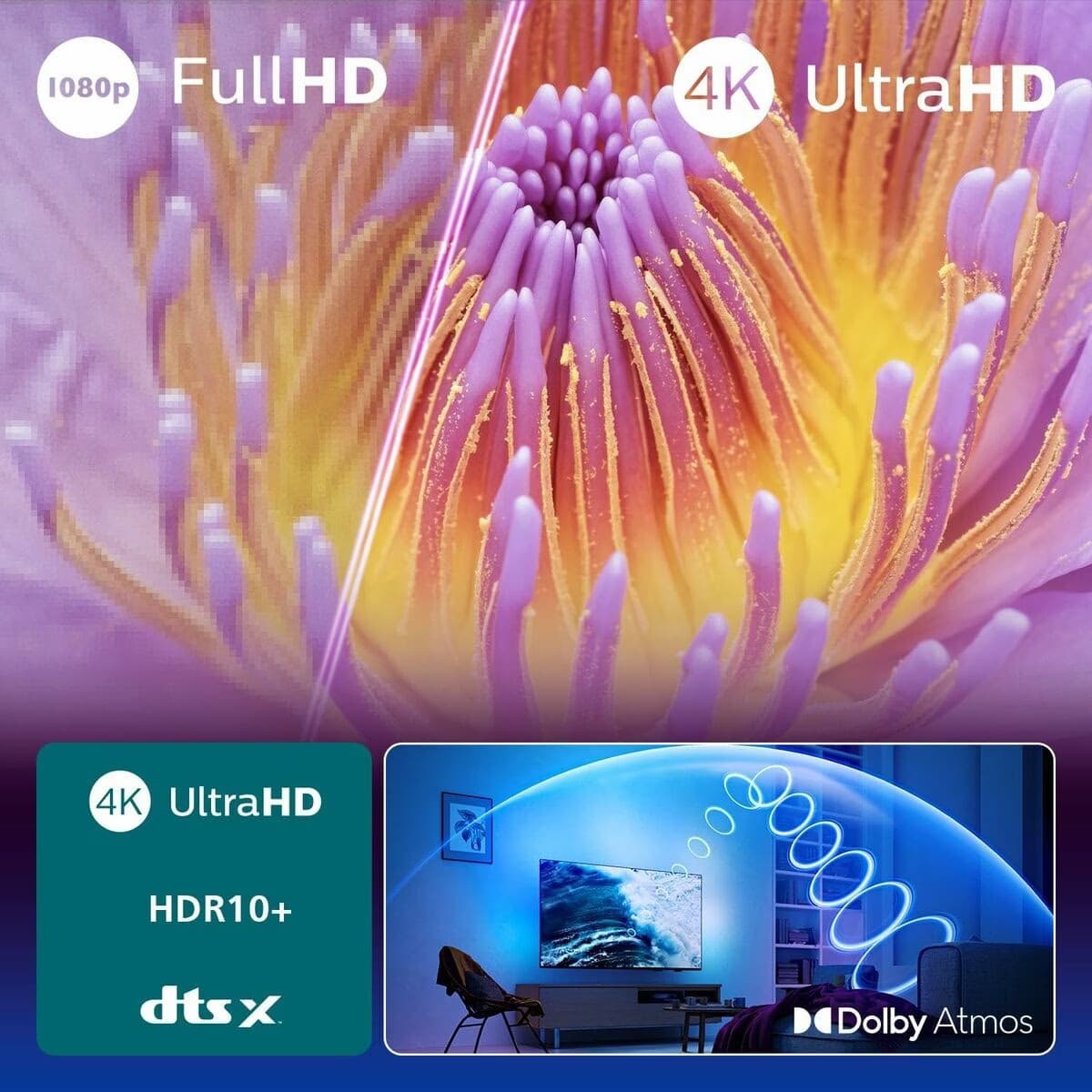Philips 50PUS8010 50" 4K UHD LED Smart TV Ambilight Preto
