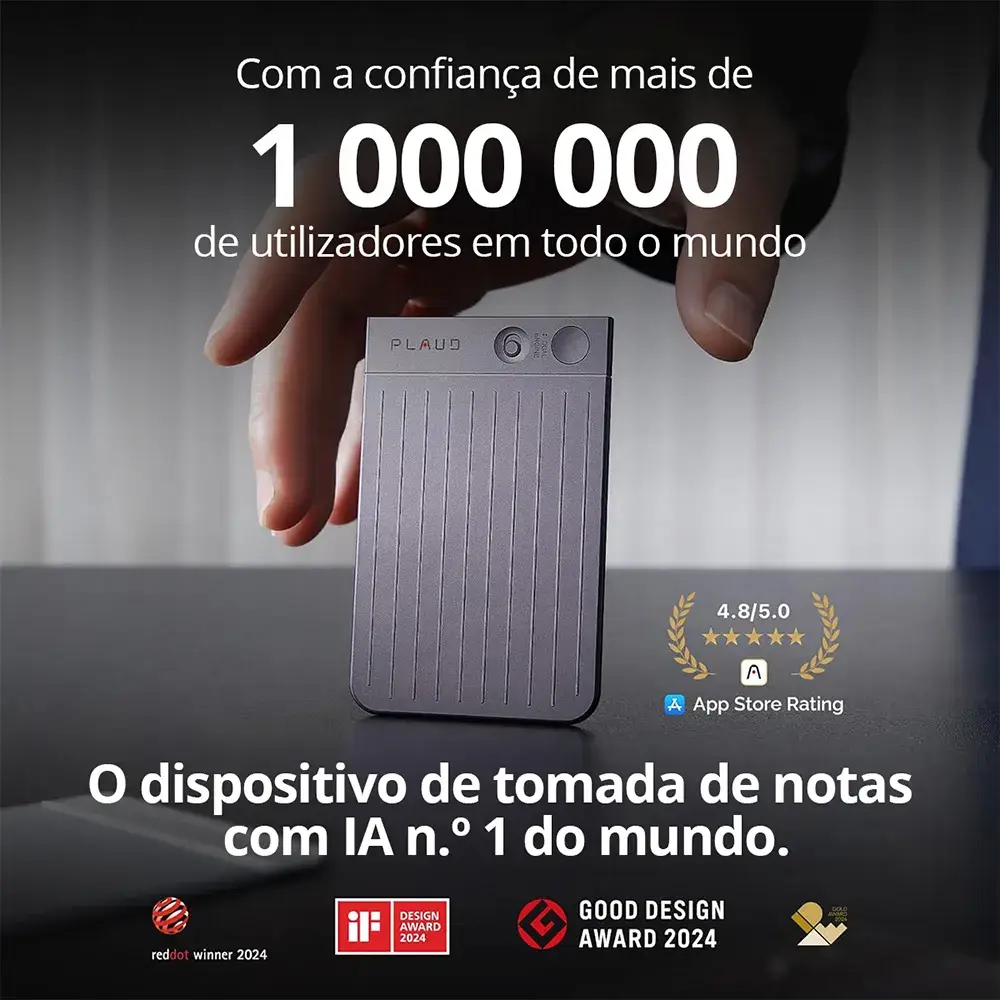 PLAUD Note Prata - Gravador de voz com IA