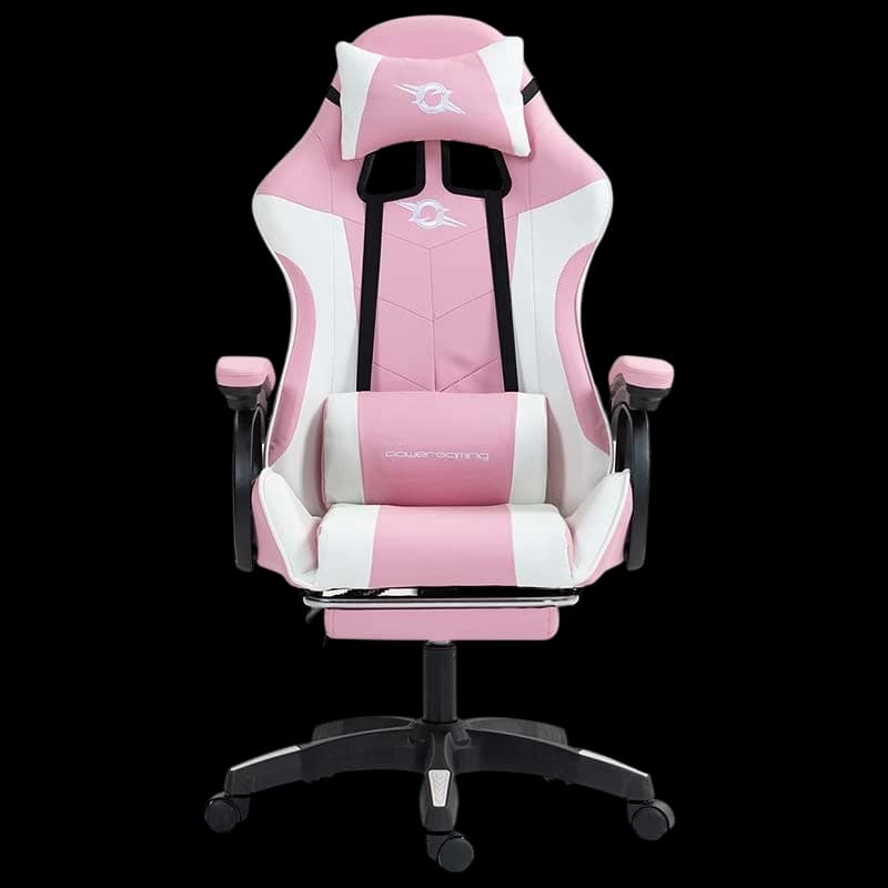 PowerGaming Apoio para pés Cadeira Branco+Rosa