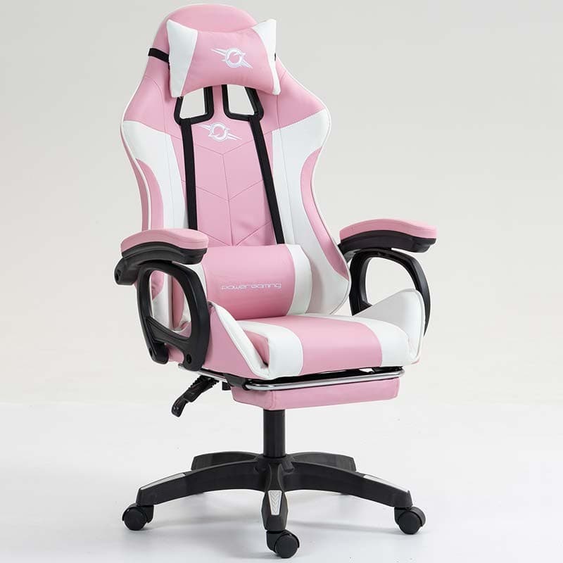 PowerGaming Apoio para pés Cadeira Branco+Rosa