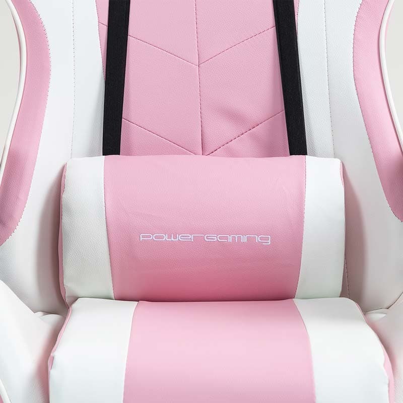 PowerGaming Apoio para pés Cadeira Branco+Rosa