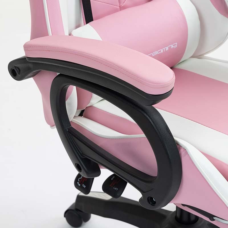 PowerGaming Apoio para pés Cadeira Branco+Rosa