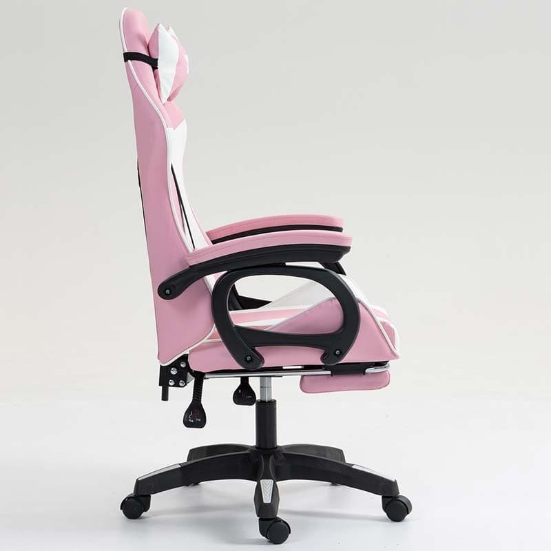 PowerGaming Apoio para pés Cadeira Branco+Rosa