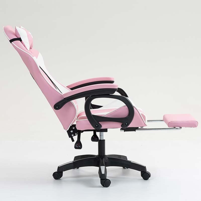 PowerGaming Apoio para pés Cadeira Branco+Rosa