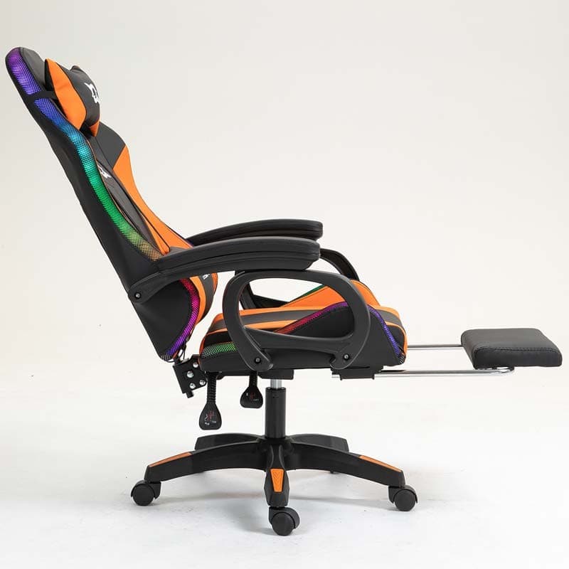 PowerGaming LED RGB Cadeira apoio para pés Preto+Laranja
