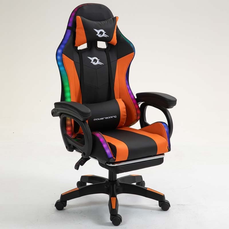 PowerGaming LED RGB Cadeira apoio para pés Preto+Laranja