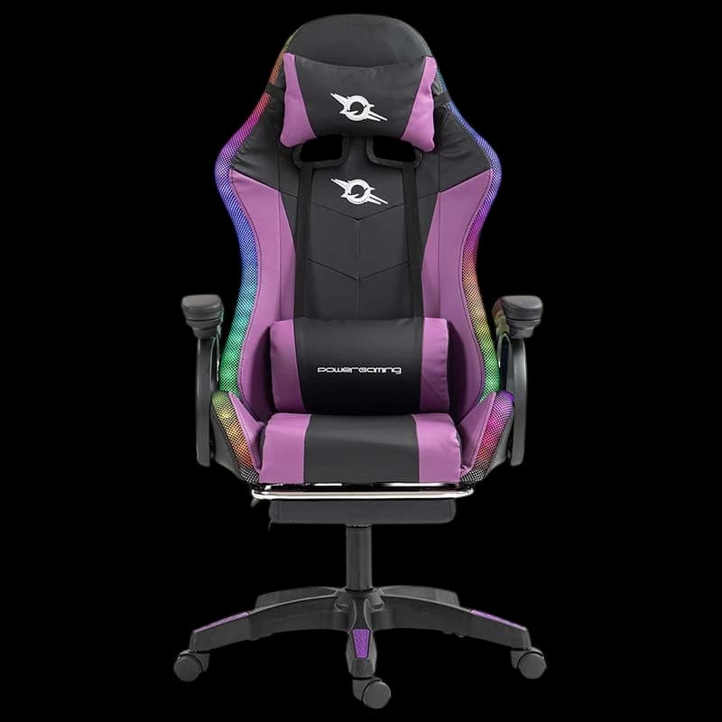 PowerGaming LED RGB Cadeira com apoio para pés Preto+Lilás