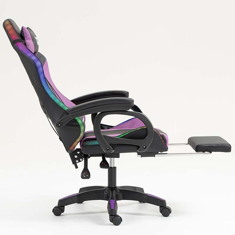 PowerGaming LED RGB Cadeira com apoio para pés Preto+Lilás