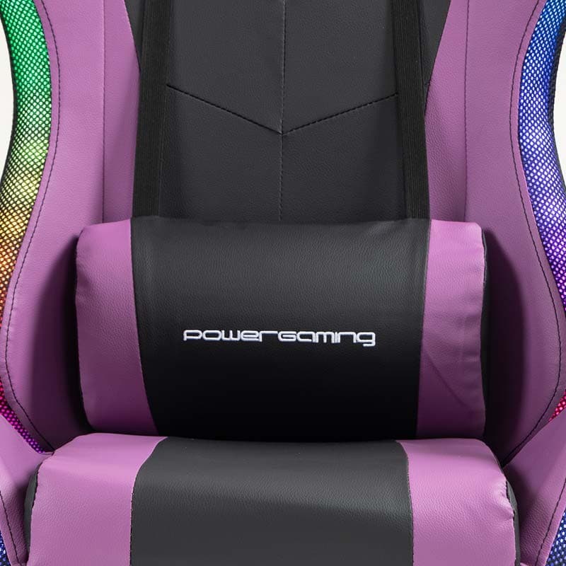 PowerGaming LED RGB Cadeira com apoio para pés Preto+Lilás