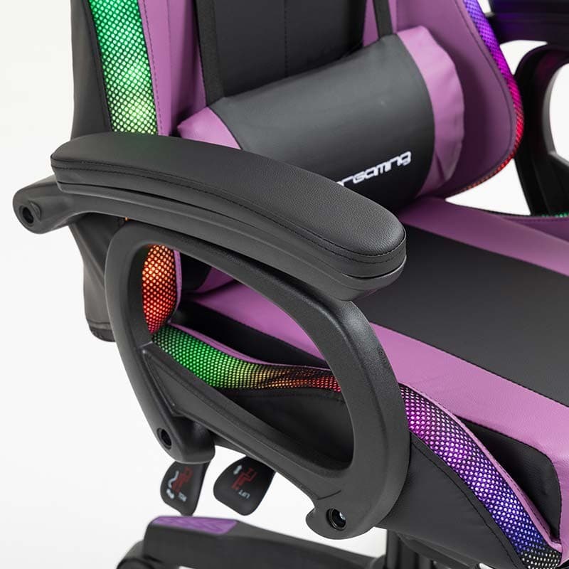 PowerGaming LED RGB Cadeira com apoio para pés Preto+Lilás