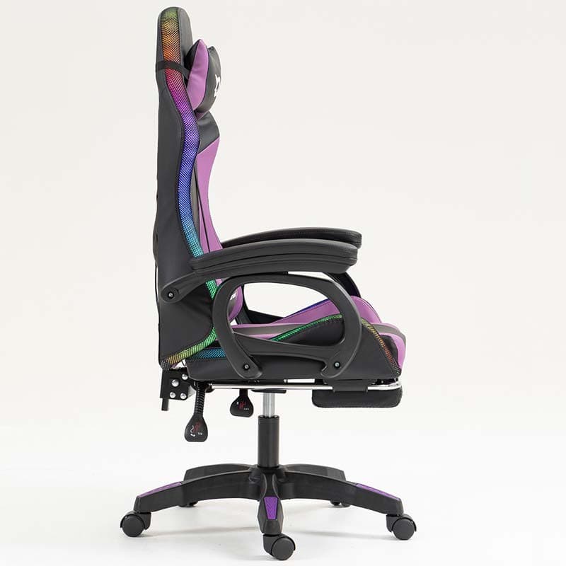 PowerGaming LED RGB Cadeira com apoio para pés Preto+Lilás