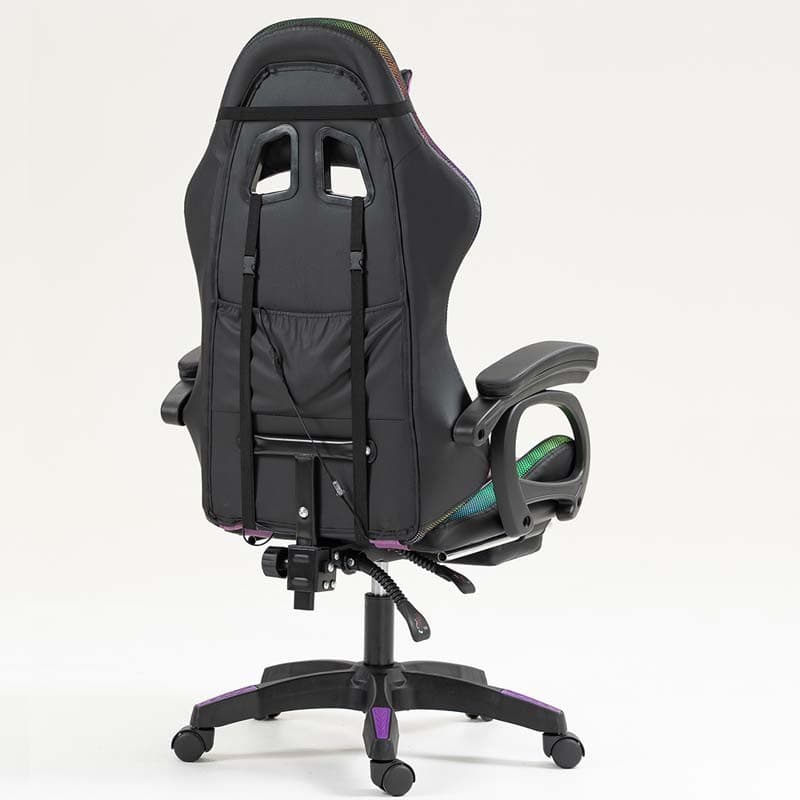 PowerGaming LED RGB Cadeira com apoio para pés Preto+Lilás