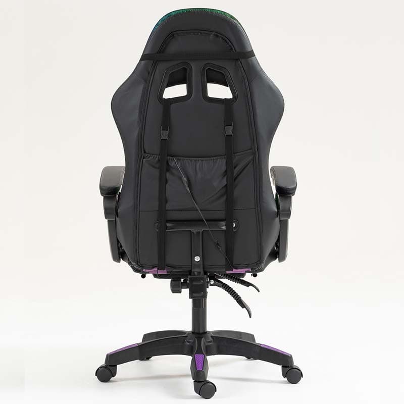 PowerGaming LED RGB Cadeira com apoio para pés Preto+Lilás