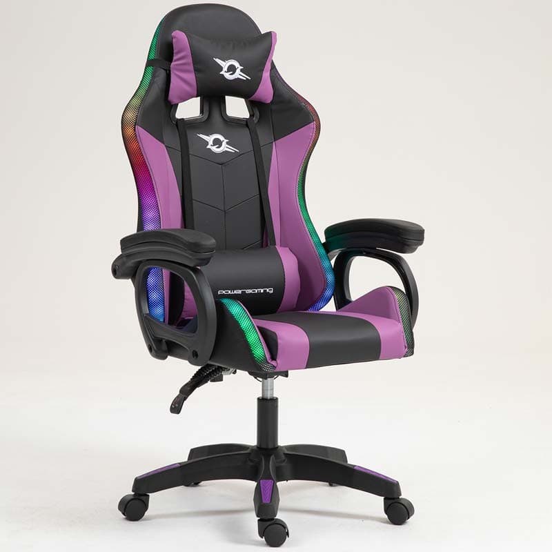 PowerGaming LED RGB Cadeira Preta+Lilás