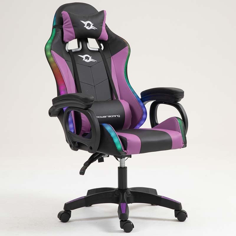 PowerGaming LED RGB Cadeira Preta+Lilás