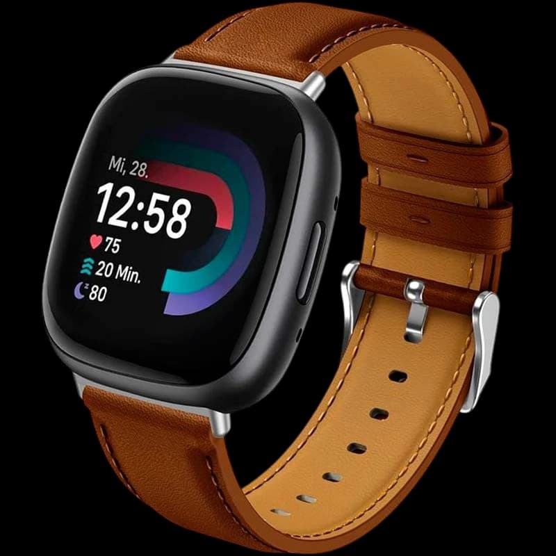 Pulseira Fitbit Versa 3 / Versa 4 Couro Castanho