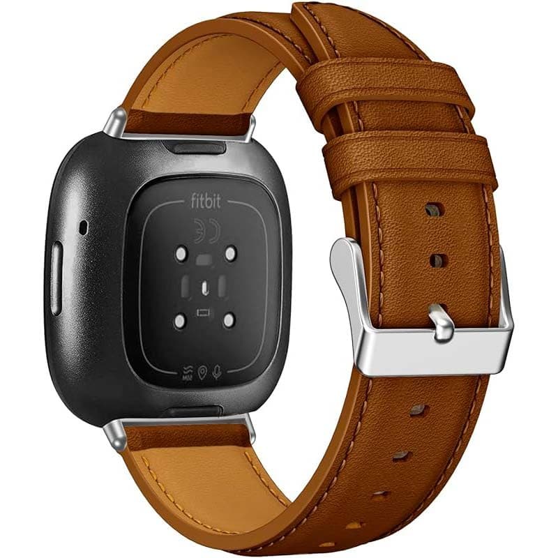 Pulseira Fitbit Versa 3 / Versa 4 Couro Castanho