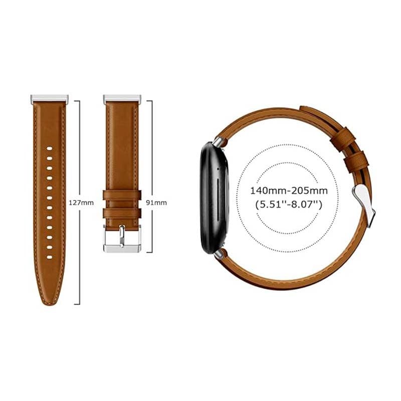 Pulseira Fitbit Versa 3 / Versa 4 Couro Castanho
