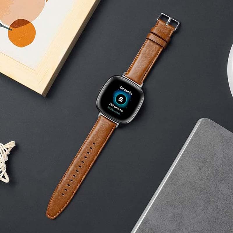 Pulseira Fitbit Versa 3 / Versa 4 Couro Castanho