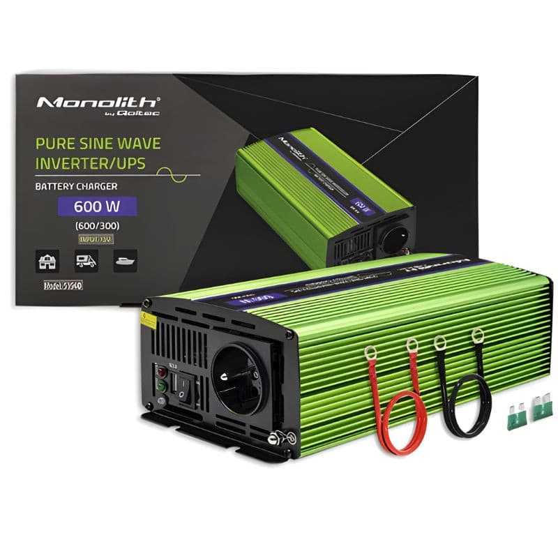 Qoltec Monolith 600 W, Verde - Adaptador e Inversor de Corrente