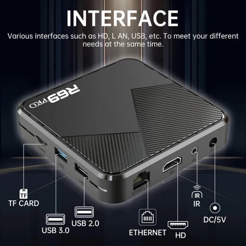 R69 Pro 4GB/64GB 8K WiFi 6 Android 14 Preto - Android TV