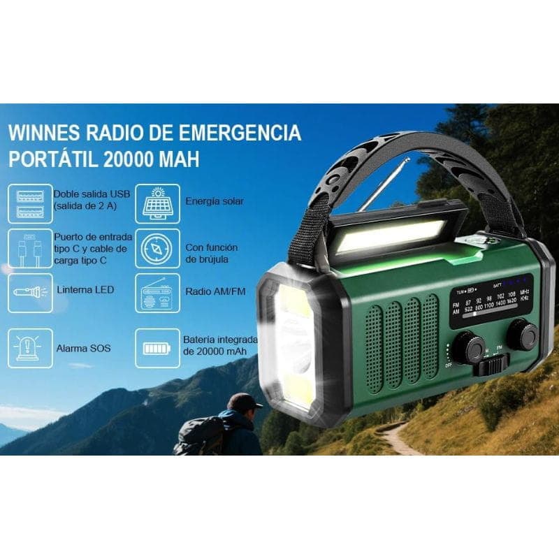 Rádio de Emergência Portátil 20000 mAh