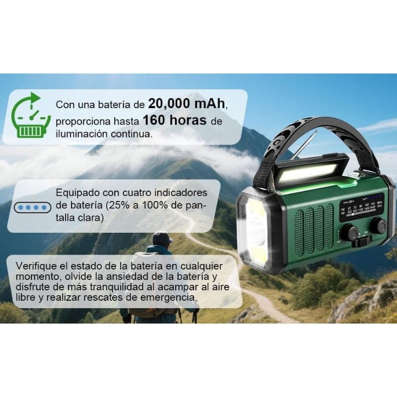 Rádio de Emergência Portátil 20000 mAh