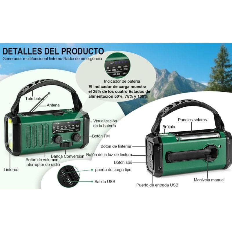 Rádio de Emergência Portátil 20000 mAh