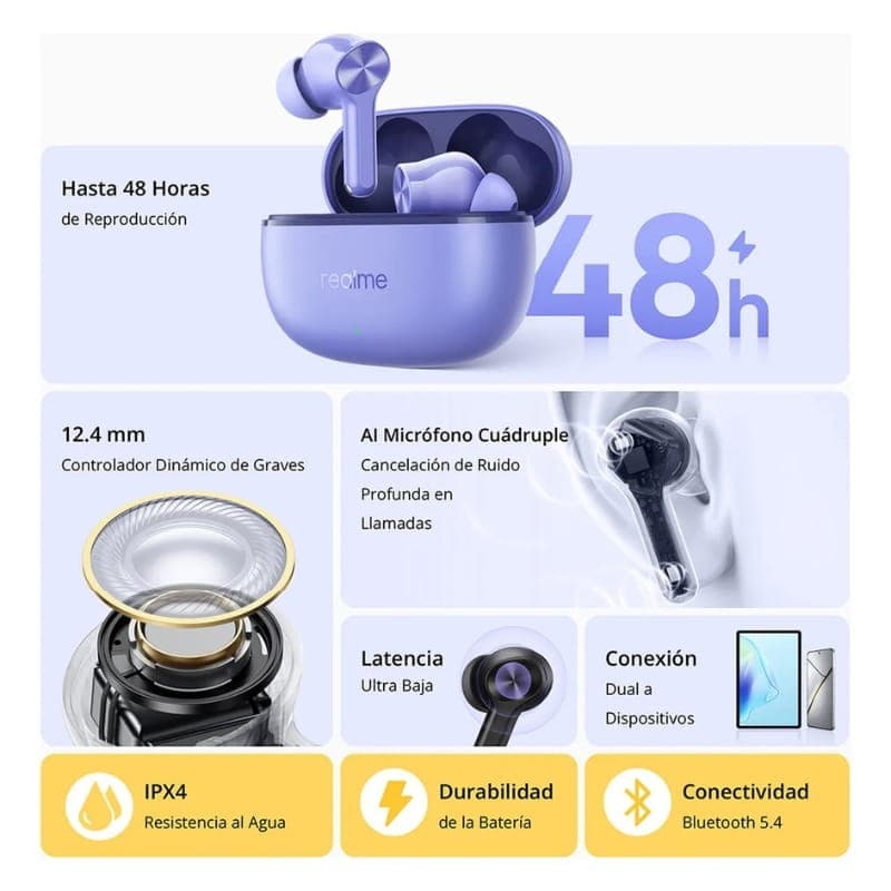 Realme Buds T200 Lite Roxo