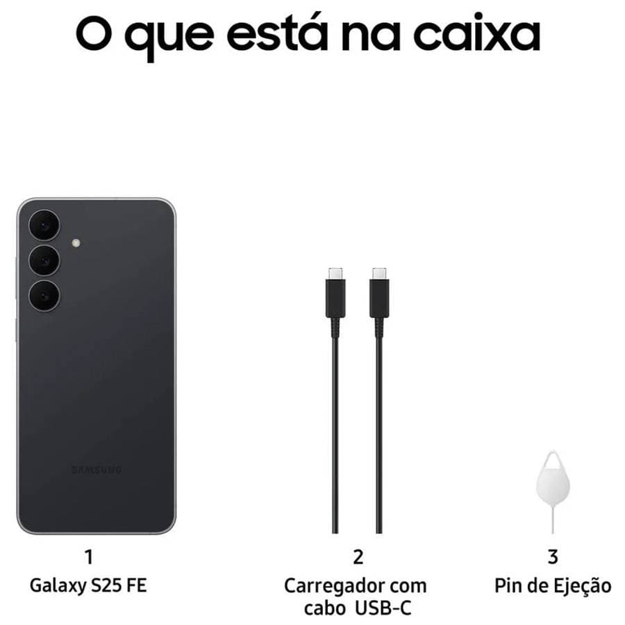 Samsung Galaxy S25 FE 5G 8GB/256GB Preto Jetblack