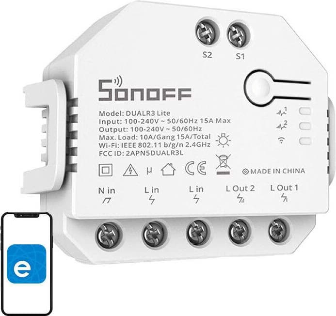 Sonoff Dual R3 Lite - Interruptor Wi-Fi Inteligente