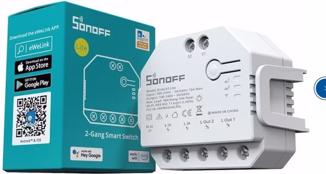 Sonoff Dual R3 Lite - Interruptor Wi-Fi Inteligente
