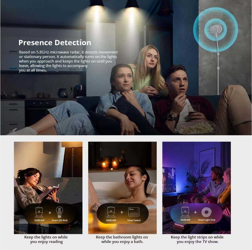 SONOFF SNZB-06P - Sensor de presença humana ZigBee
