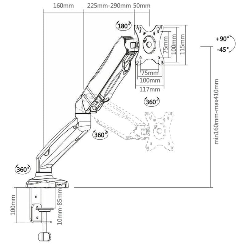Suporte para Monitor Aisens DT27TSR-043 13-27 6.5KG VESA
