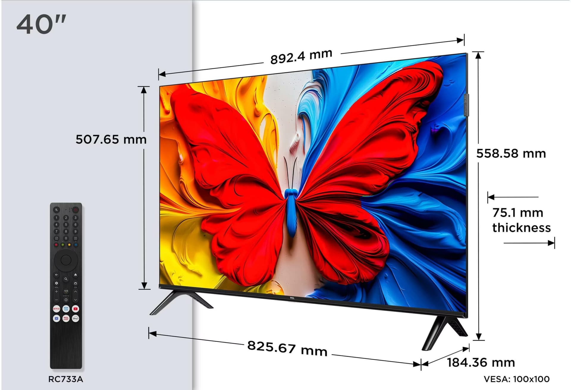 TCL 40S5K 40" Full HD QLED Smart TV Wifi Preto