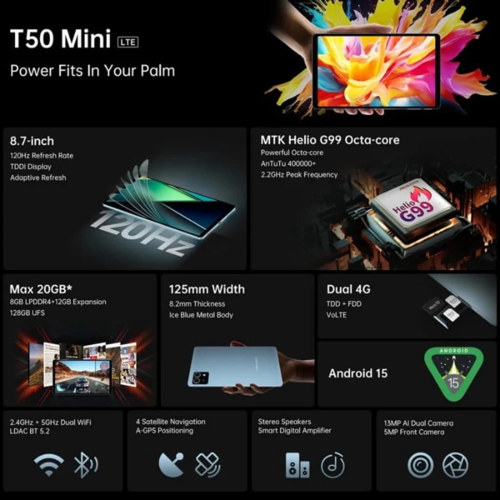 Teclast T50 Mini 8,7 8GB/128GB WiFi + 4G