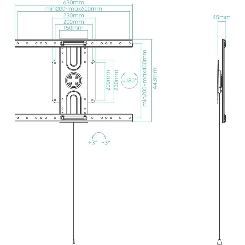TooQ LP3780F 37“ a 80” VESA 600x400 - Suporte de parede