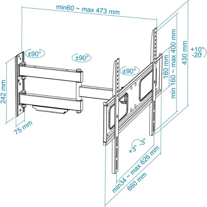 TooQ LP6070TN-B 37“ - 70” até 50 kg - Suporte de parede