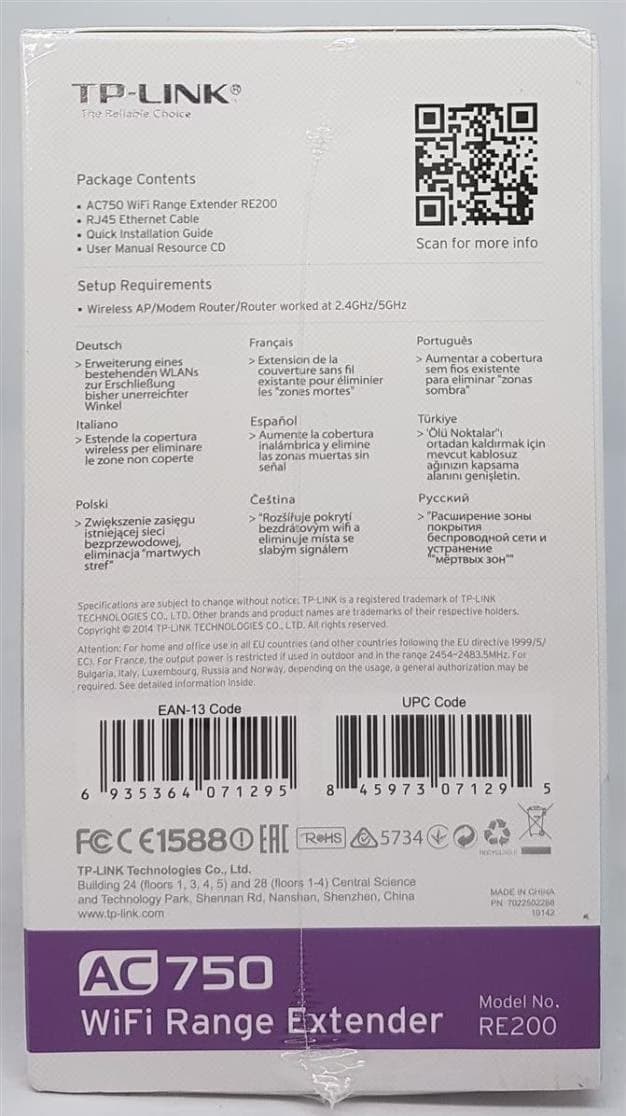 TP-Link RE200 Coverage Extender Universal AC750 Wi-Fi WiFi