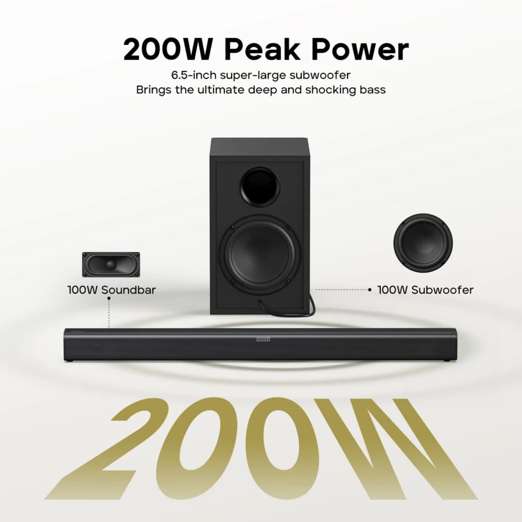Tribit Soundbar 2.2 200 W, 6 entradas, Bluetooth 5.3