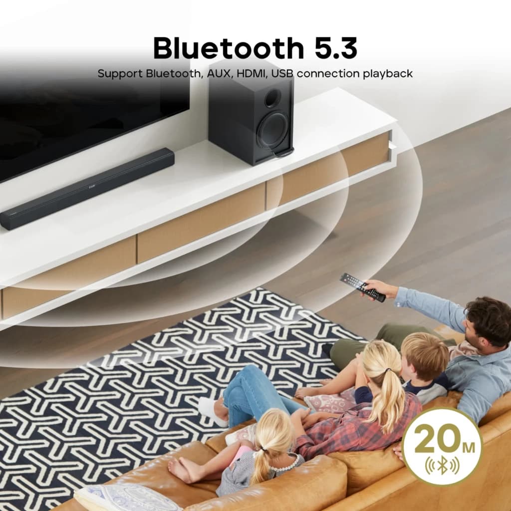 Tribit Soundbar 2.2 200 W, 6 entradas, Bluetooth 5.3
