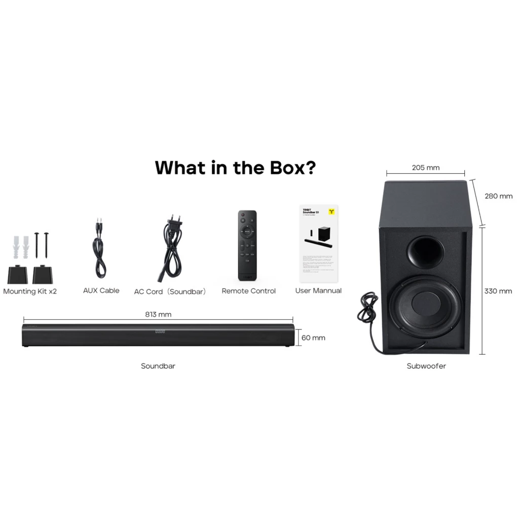 Tribit Soundbar 2.2 200 W, 6 entradas, Bluetooth 5.3